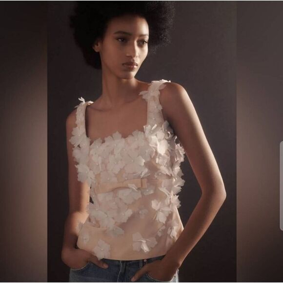 Anthropologie Let Me Be Sleeveless 3D Embellished Blouse Size Small NWT - Picture 1 of 9